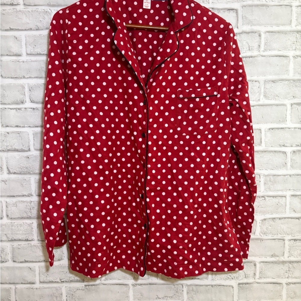 Joe Fresh Red Polka Dot Button down pyjama top Shirt, large